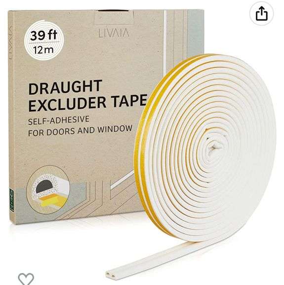 Draught Stopper 39ft White Self Adhesive Tape Window Sealing Tape