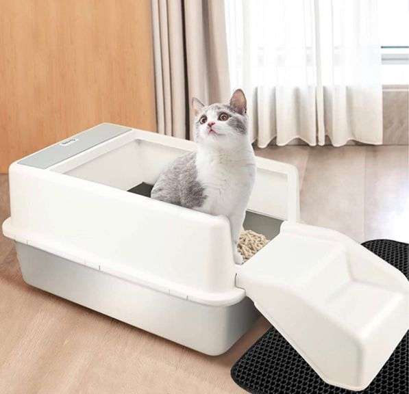 Avra Stainless Steel Cat Litter Box, lid wont close,with High Shields