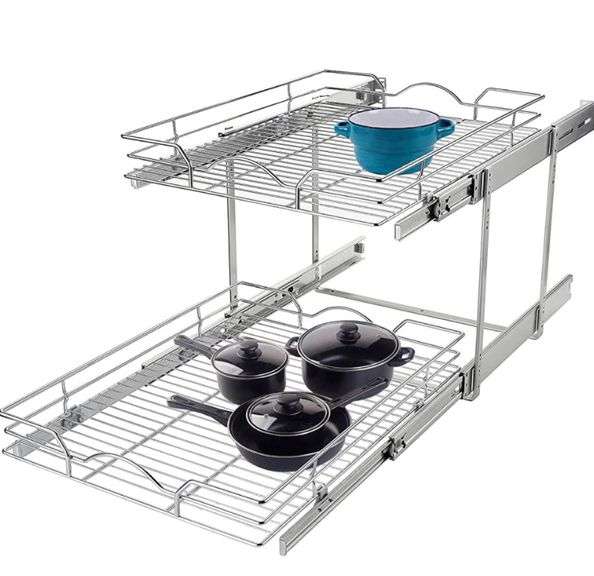 OCG 2 Tier Pull Out Organizer (11" W x 18" D), Pull out Shelves