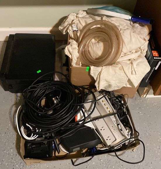 Power strip, coaxial cable, printer contents as shown in pictures