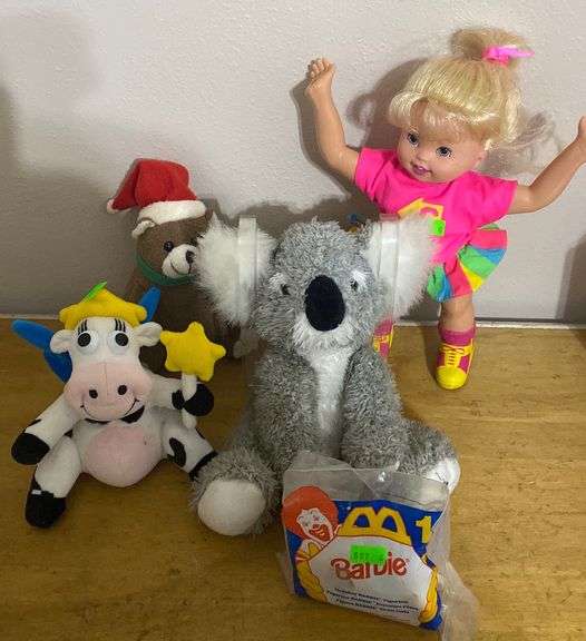 Casey Cartwheel doll, McDonald's holiday Barbie 1, plush animals