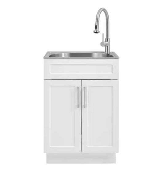 Glacier Bay AllinOne Stainless Steel 24 in Laundry Sink with Faucet