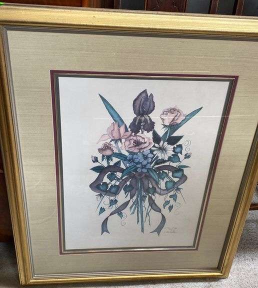 Signed and numbered floral print 29x36in Metzger Property Services LLC