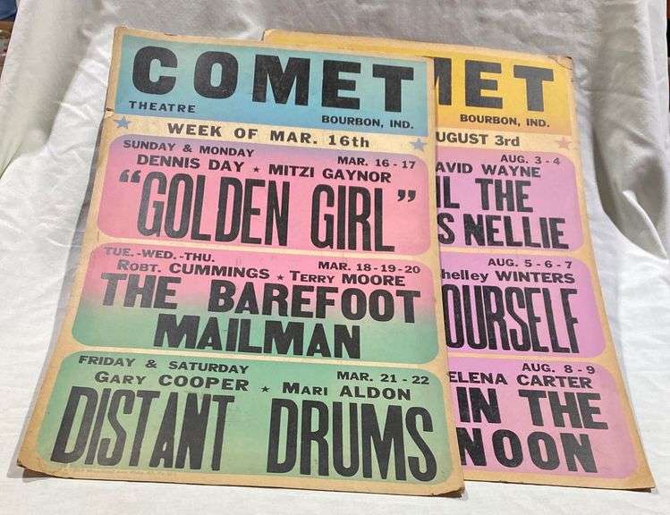 2 Comet Theatre Bourbon Indiana Show Posters Metzger Property
