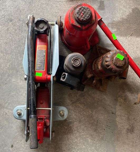 Larin floor jack 2ton, 20ton bottle jack, 2 unmarked bottle jacks