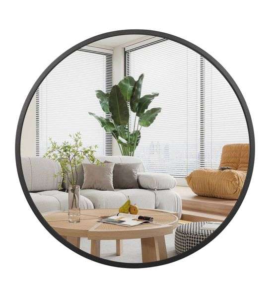 Arcus Home Round Mirror 18 inch Black Circle Mirror Metal Framed