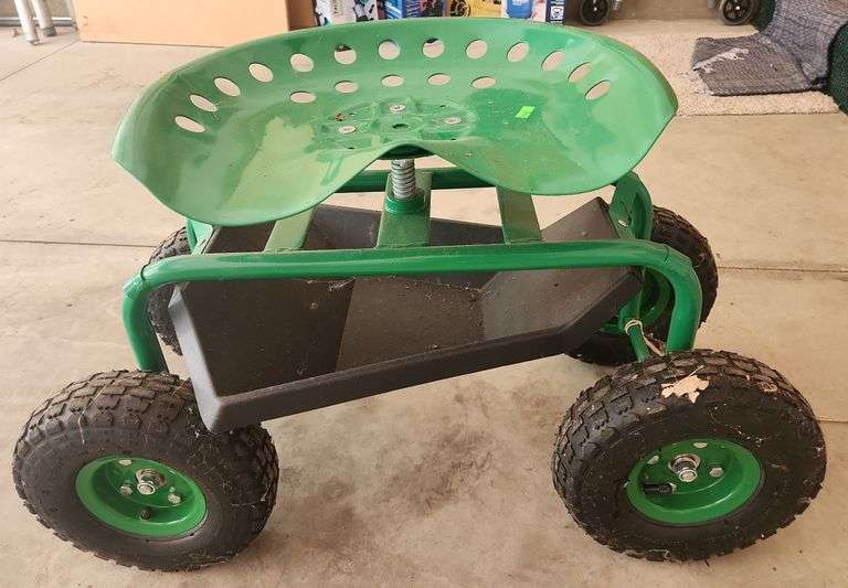 Steel garden cart with swivel seat Metzger Property Services LLC