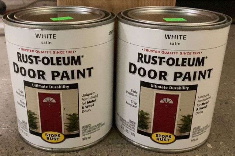 RustOleum Door paint 2 (1QT) white satin cans Metzger Property