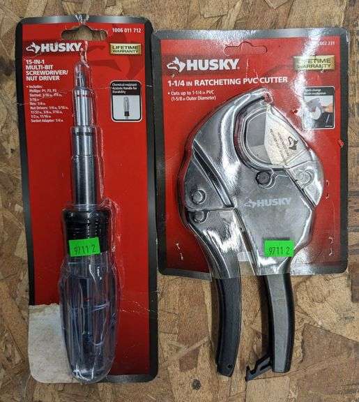 Husky 15in1 MultiBit Screwdriver/nutdriver & 11/4" Ratcheting PVC