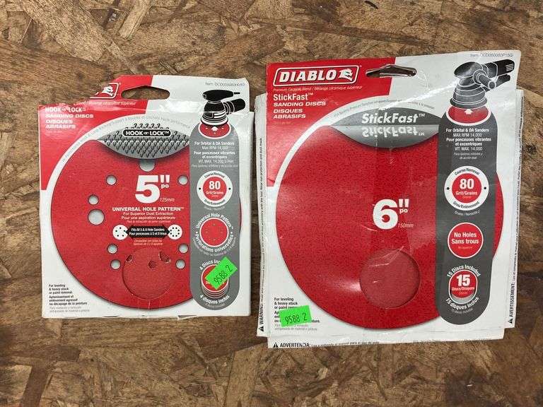 Diablo hook lock 5” sanding disc & stickfast 6” sanding disc Metzger