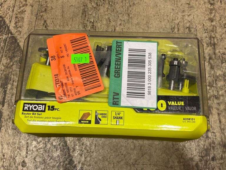 RYOBI Shank Carbide Router Bit Set (15Piece) Metzger Property