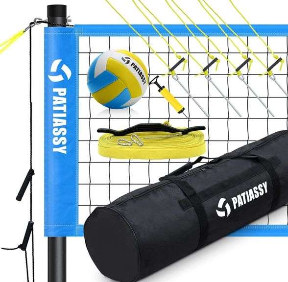 Patiassy Volleyball Net for Backyard with Net Tension Adjuster Professional Portable Volleyball