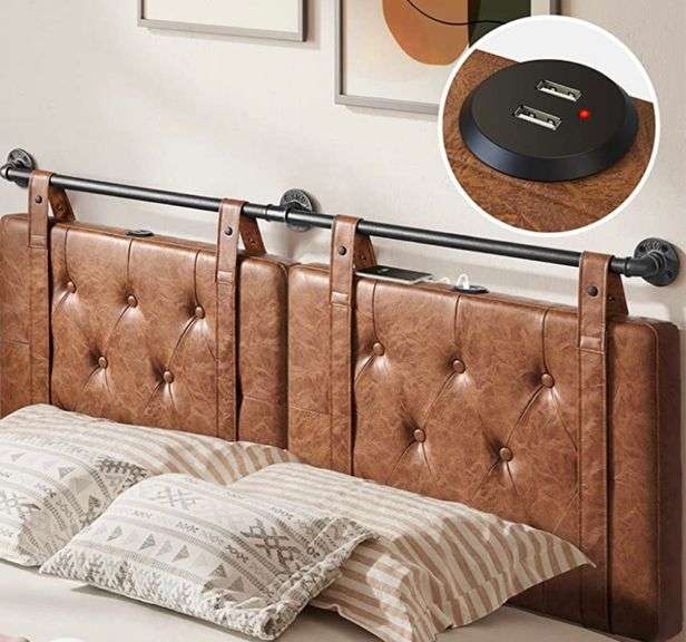 GREENSTELL Wall Mount Headboard with USB for Queen/Full Size Bed, PU