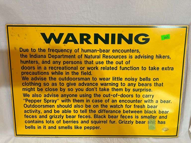 Indiana Department of Natural Resources HumanBear Encounter sign, 18