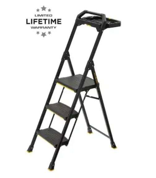 Gorilla Ladders 3Step ProGrade Steel Step Stool Project Ladder, 300
