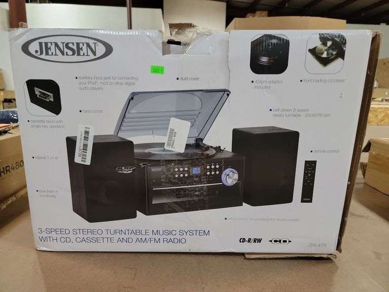 Jensen 3-Speed Stereo Turntable Music System with CD, Cassette, and AM ...
