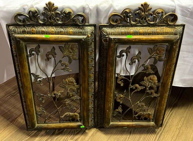 (2) Vintage Ornate Metal Crafted Picture Frames, 17”X30.25” Metzger