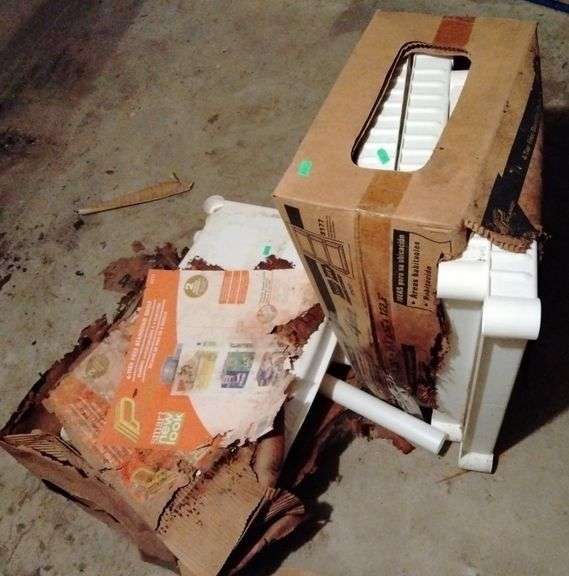 Plano plastic shelves new boxes are falling apart but appears they are complete, 48" x 24"x16