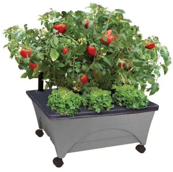 CITY PICKERS 24.5 in. x 20.5 in. Charcoal Gray Plastic Patio Raised