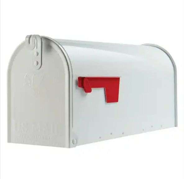 Gibraltar Mailboxes Elite White, Medium, Steel, Post Mount Mailbox