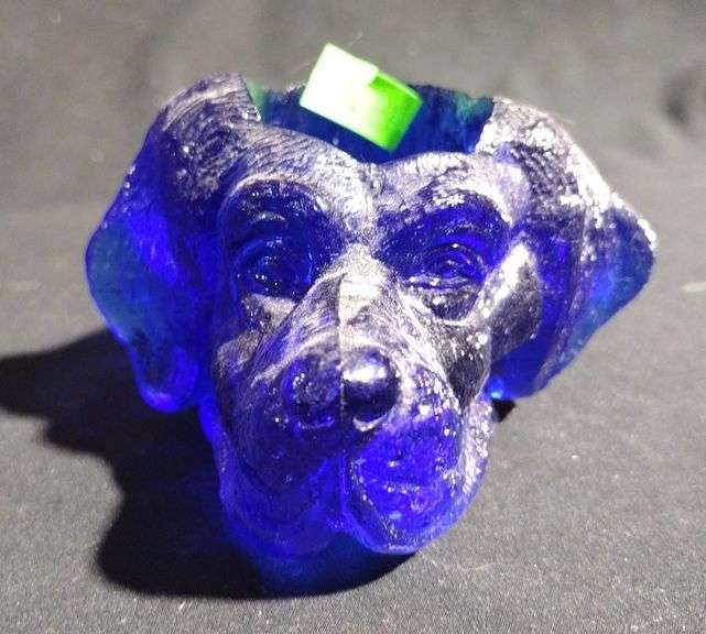 Joe st Clair cobalt dog head toothpick holder Metzger Property