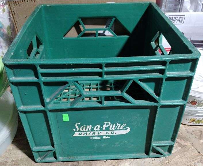2 Plastic milk crates SanaPure Dairy Co., Findlay, Ohio and Old