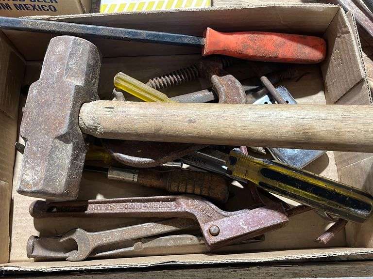 Sledgehammer, c clamp, wrench, chisels, & other tools Metzger