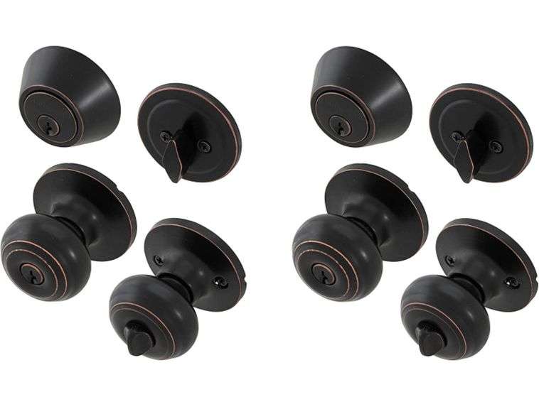 Defiant Hartford Collection Project pack doorknob & Lock Aged Bronze