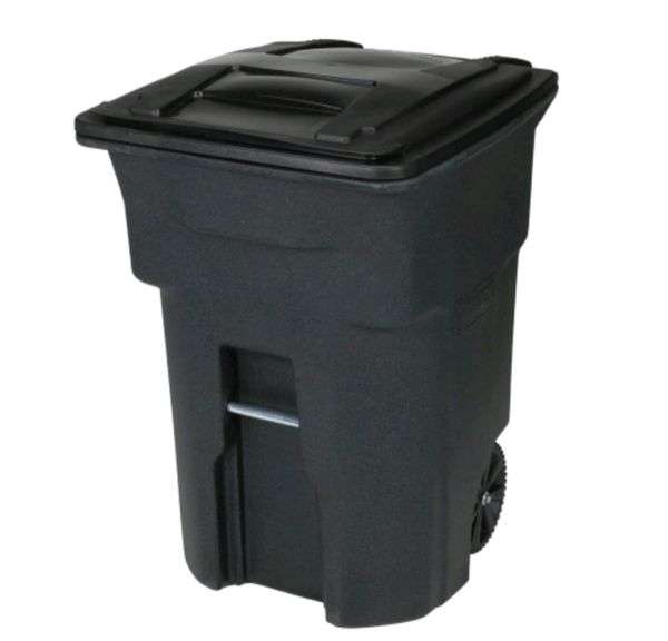 Toter 96 Gallon Black Rolling Outdoor Garbage/Trash Can with Wheels and