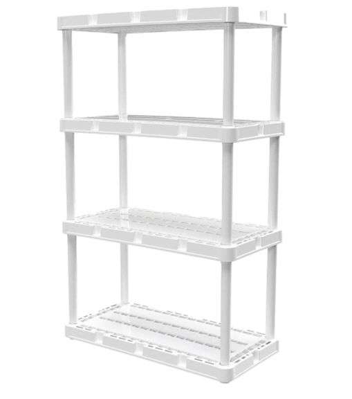 HDX 4Tier Plastic Garage Storage Shelving Unit in white Metzger