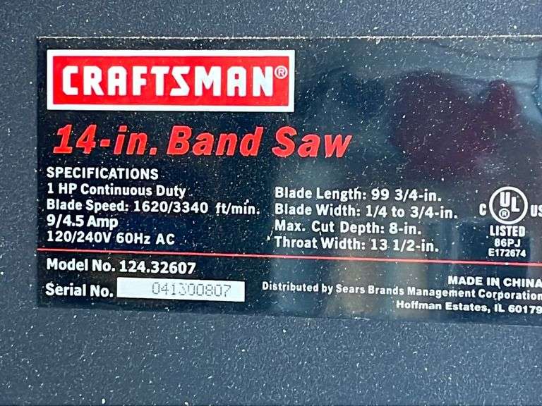 Craftsman 14" Band saw on casters Metzger Property Services, LLC