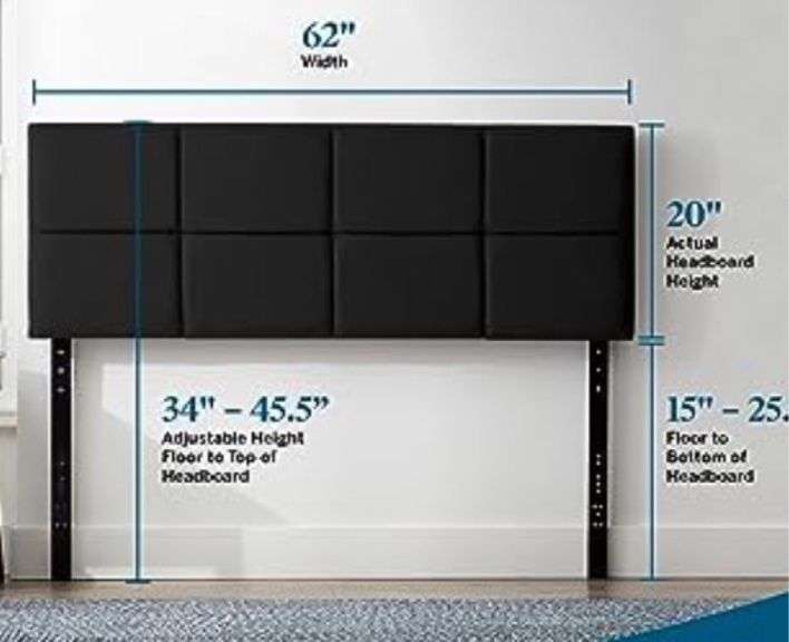 MidRise Square Channeled Upholstered Black Attach FrameWall Mount