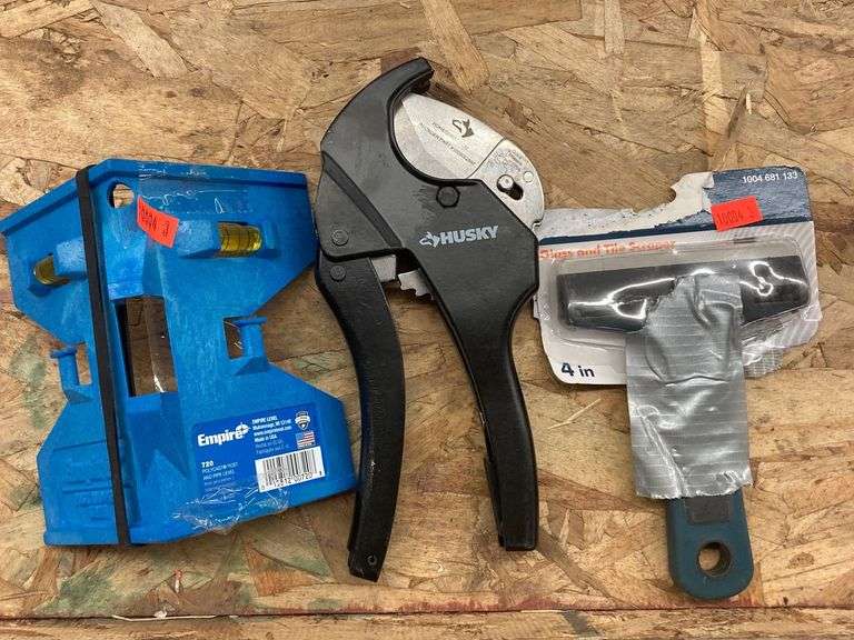 Empire Polycast Post and Pipe Level, Anvil Glass and Tile Scraper