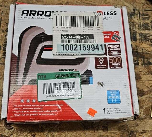 Arrow Cordless Staple Gun, T50 Staples Metzger Property Services LLC