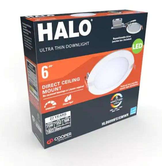 HALO HLB Series 6 in. Adjustable CCT Canless IC Rated Dimmable Indoor