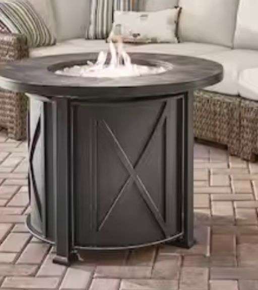 Hampton Bay Park Canyon 35 in. Round Steel Propane Fire Pit Kit