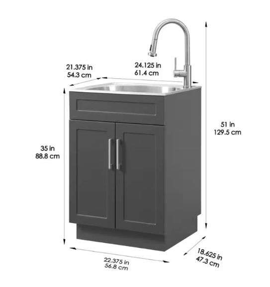 Glacier Bay AllinOne Stainless Steel 24 in Laundry Sink with Faucet
