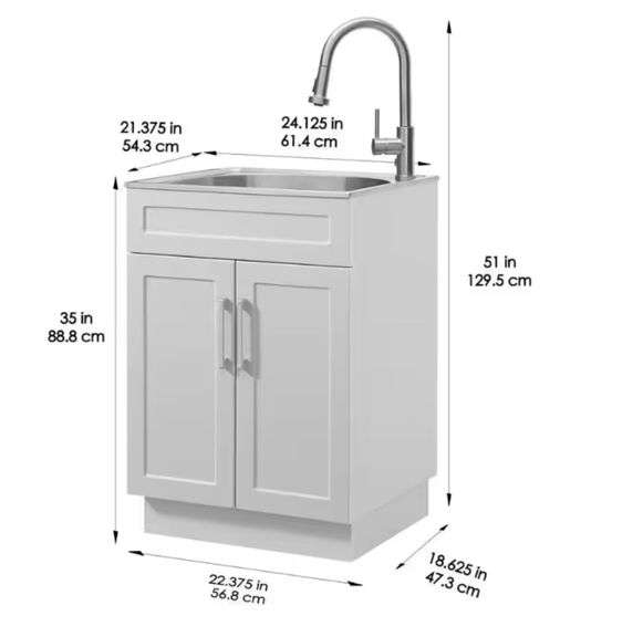 Glacier Bay AllinOne Stainless Steel 24 in Laundry Sink with Faucet