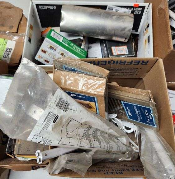 Shelving brackets, register covers, nail and screw assortment Metzger