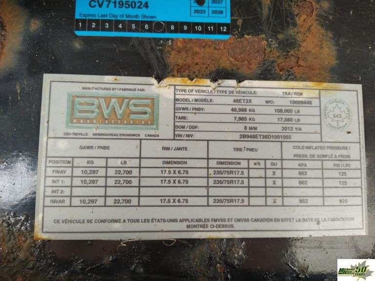 2013 BWS 48Ft X 9Ft EZ 2 Load TRI/A Step Deck Trailer Michener Allen