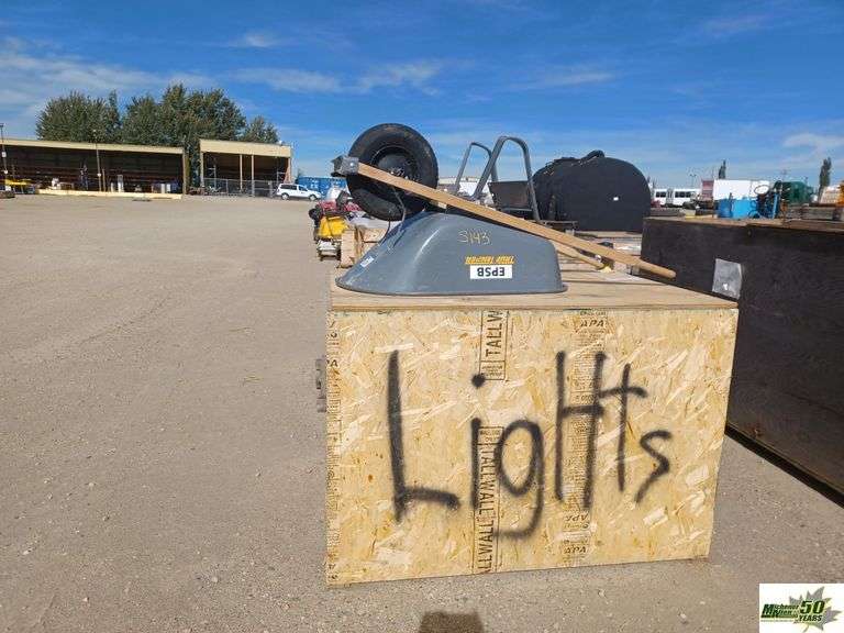 Wheelbarrow and String Lights1 Crate Michener Allen Auctioneering Ltd