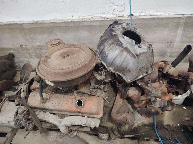 Small Block Chevrolet Engine and transmission McLaughlin Auctioneers, LLC