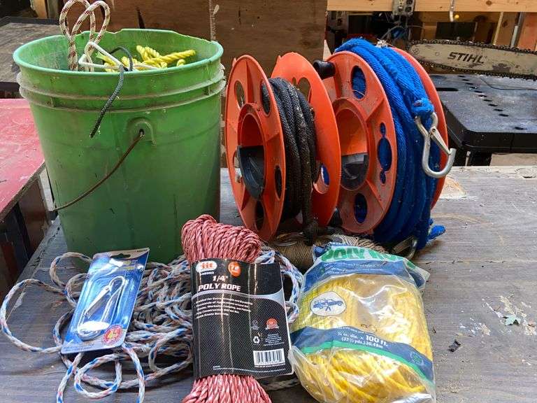 LARGE GROUP OF ROPES AND TWINE, SOME NEW McLaughlin Auctioneers, LLC