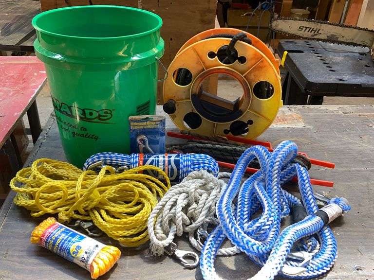 LARGE GROUP OF ROPES AND TWINE, SOME NEW McLaughlin Auctioneers, LLC
