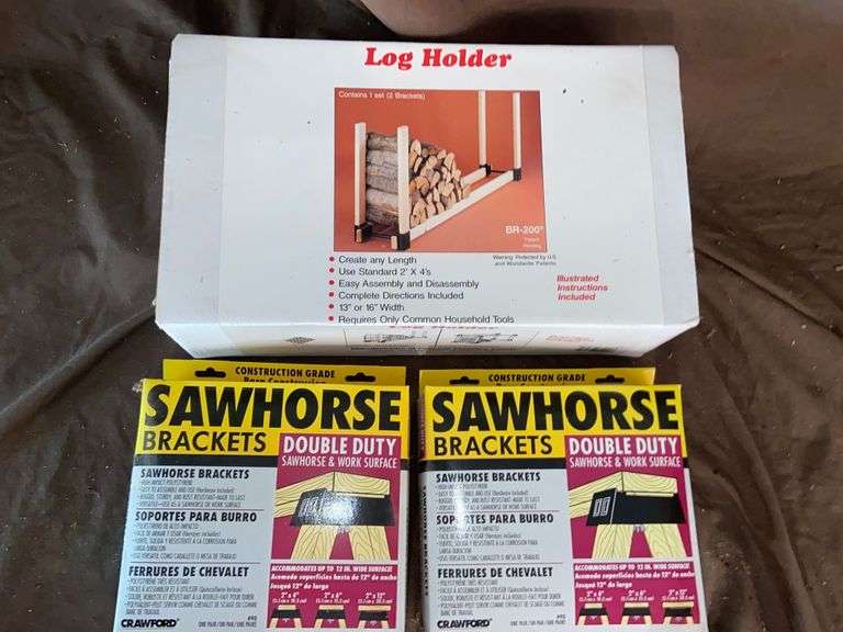 LOG HOLDER KIT, SAWHORSE BRACKETS McLaughlin Auctioneers, LLC