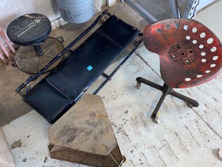 TRACTOR SEAT, MECHANICS CREEPER AND MECHANICS STOOLS McLaughlin Auctioneers, LLC
