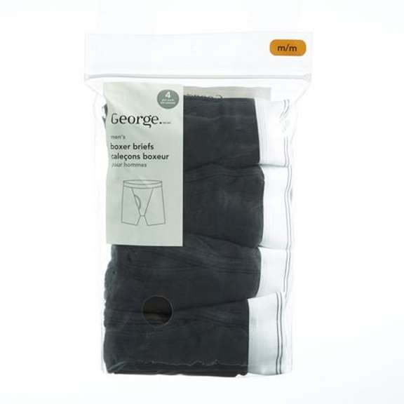 **See Men's Cotton Boxer Briefs, 4Pack, Black, Small