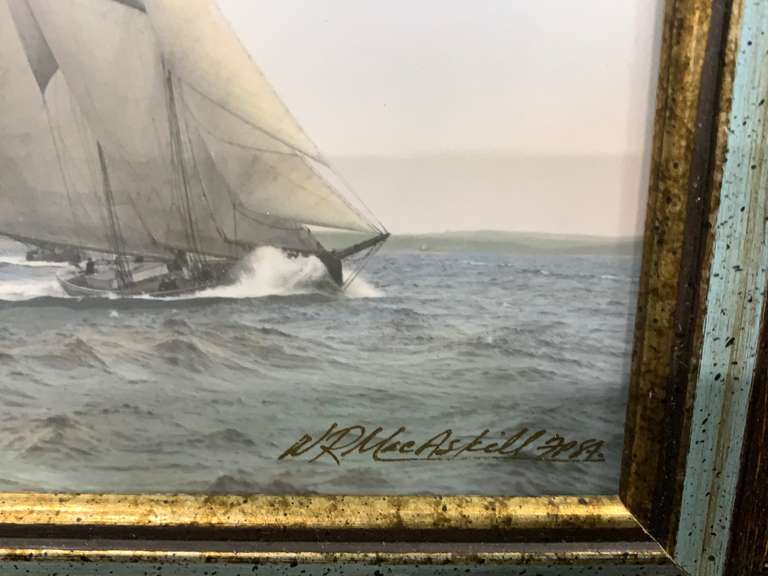 W.R Macaskill National Art Framed Photo " A Good Start" 1921 Bluenose Frame 8.75" Wide X 6.75