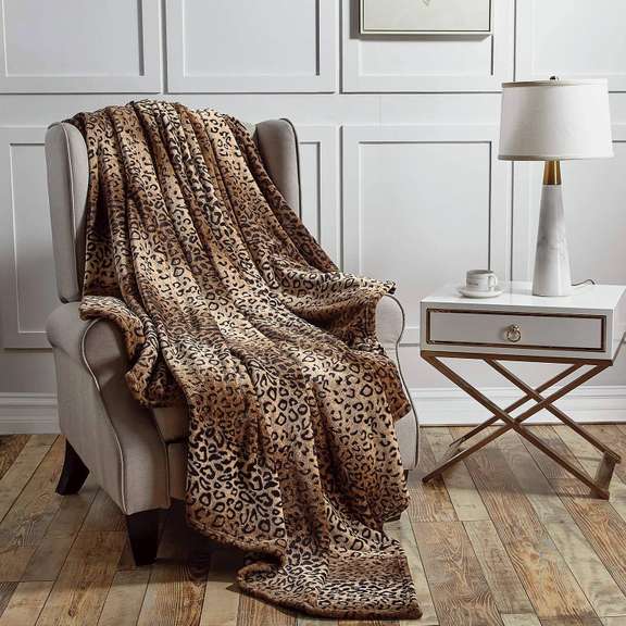 softan Leopard Print Blanket Lightweight Super Soft Ultra Luxurious