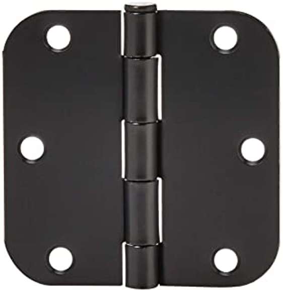 AmazonBasics Rounded 3.5 Inch x 3.5 Inch Door Hinges, 18 Pack, Matte